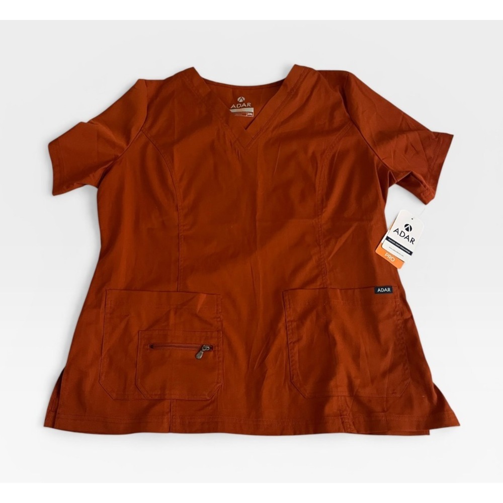 Adar Pro Breakthrough Plus V-Neck Scrub‎ Top Orange Cinnamon 2XL P4212 New